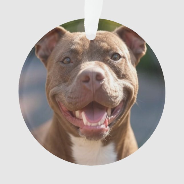 Add Pit Bull Photo Customise Ornament (Front)