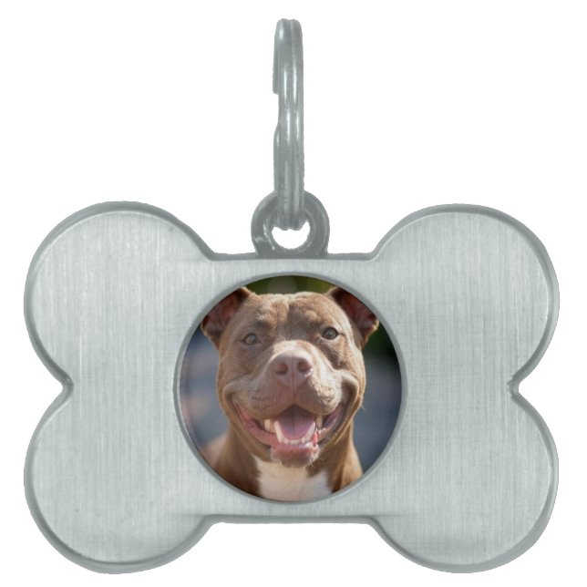 Add Pit Bull Photo Customise Pet ID Tag (Front)