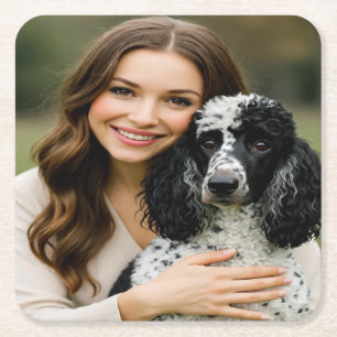 Add Poddle Photo Personalise Customise Square Paper Coaster