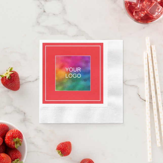 Add Promotional Logo Christmas Red Coined Cocktail Napkin (Insitu)