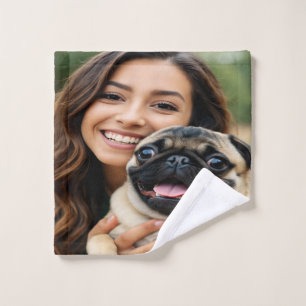Add Pug Photo Personalise Customise Bath Towel Set