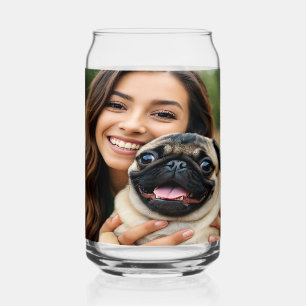 Add Pug Photo Personalise Customise Can Glass