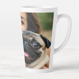 Add Pug Photo Personalise Customise Latte Mug