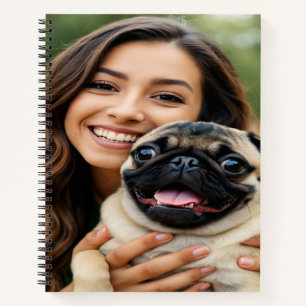 Add Pug Photo Personalise Customise Notebook