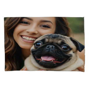 Add Pug Photo Personalise Customise Pillowcase