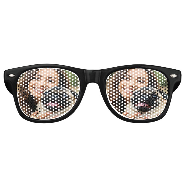 Add Pug Photo Personalise Customise Retro Sunglasses (Front)