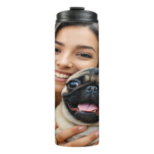 Add Pug Photo Personalise Customise Thermal Tumbler