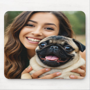 Add Pug Photo Personalize Customize Mouse Pad