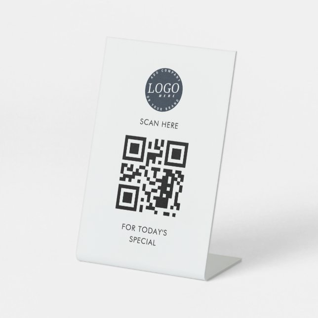 Add QR Code and Logo Menu Special Business Pedestal Sign (Front)