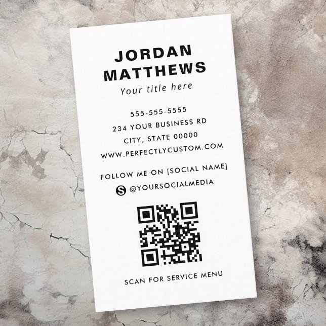 Add QR code and logo social media icons modern Business Card (Add QR code and logo social media icons modern Business Card)