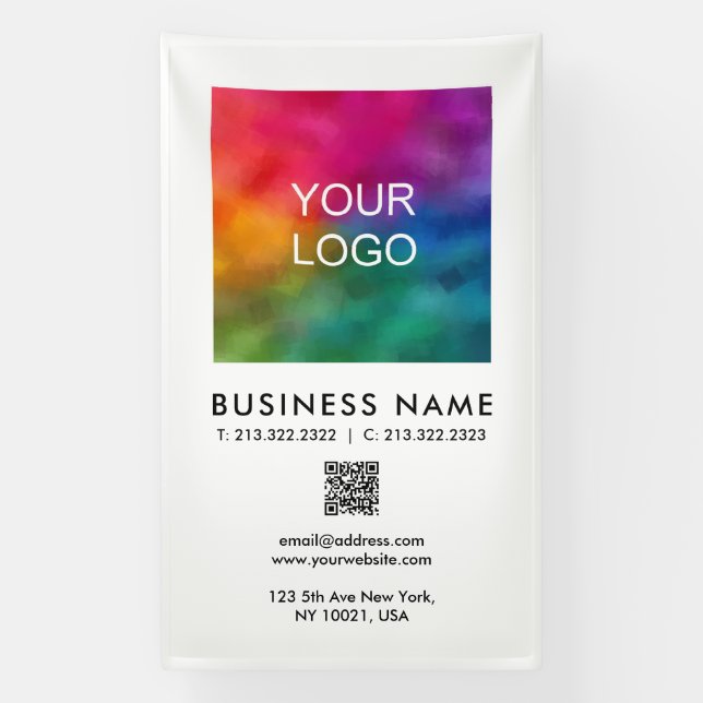 Add QR Code Business Corporate Logo Vertical Large Banner (Vertical)