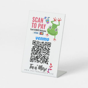 Add QR Code Tea Toad Business Logo Pedestal Sign