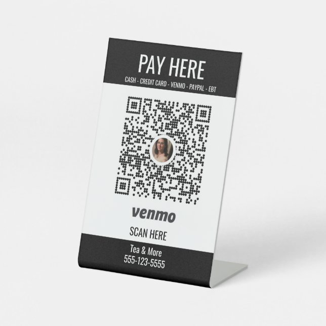 Add QR Code Venmo Pay Here Pedestal Sign (Front)
