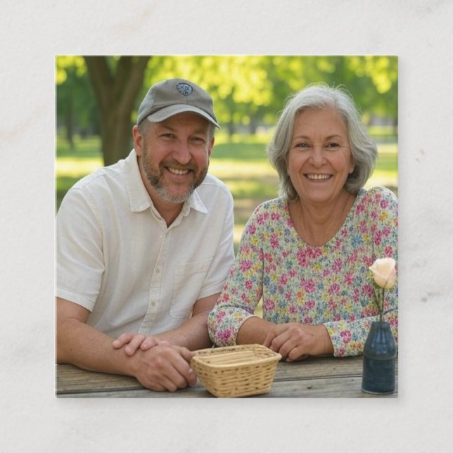 Add Retired Photo Customise Square Business Card (Front)