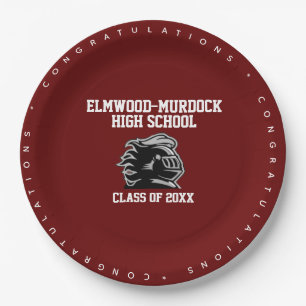 Add School Burgandy Graduation Party Paper Plate