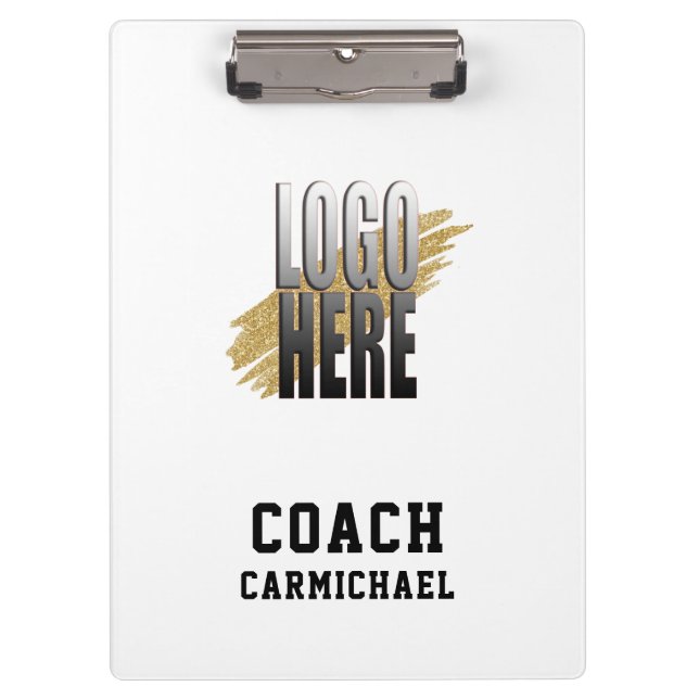 Add School Club Logo White Coach  Clipboard (Front)