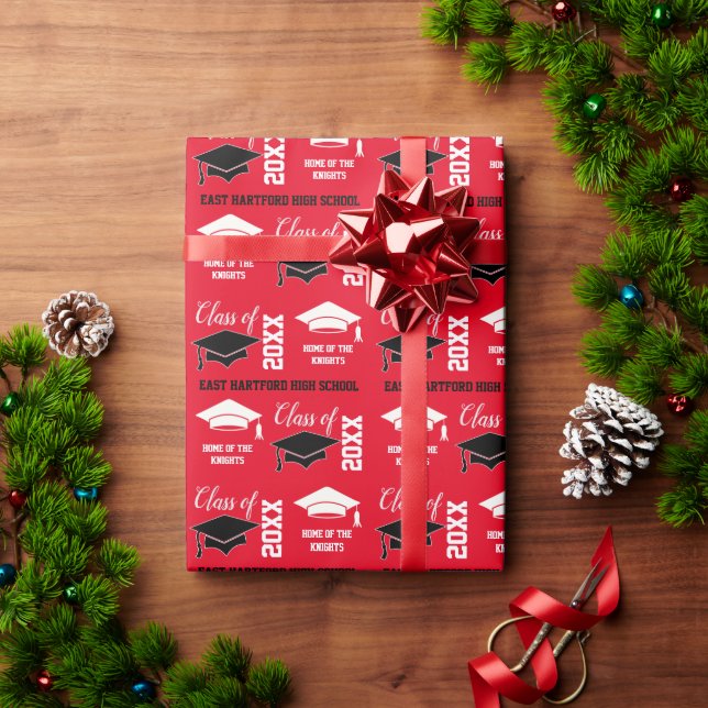 Add School Red Graduation  Wrapping Paper (Holiday Gift)