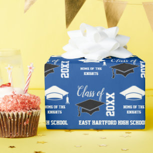 Add School Year Blue Graduation  Wrapping Paper