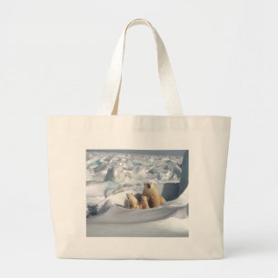 Add SLOGAN to Save Arctic Polar Bears Planet Ice Large Tote Bag