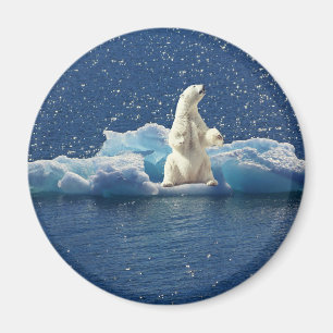 Add SLOGAN to Save Polar Bears Arctic Planet Ice Magnet