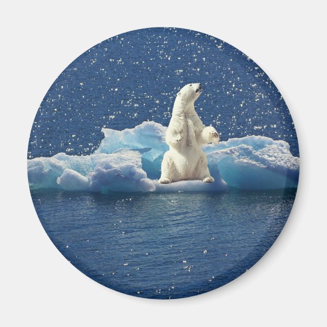 Add SLOGAN to Save Polar Bears Arctic Planet Ice Magnet (Front)