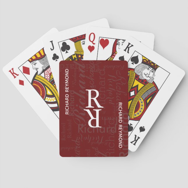 add special name to get personalised dark-red playing cards (Back)