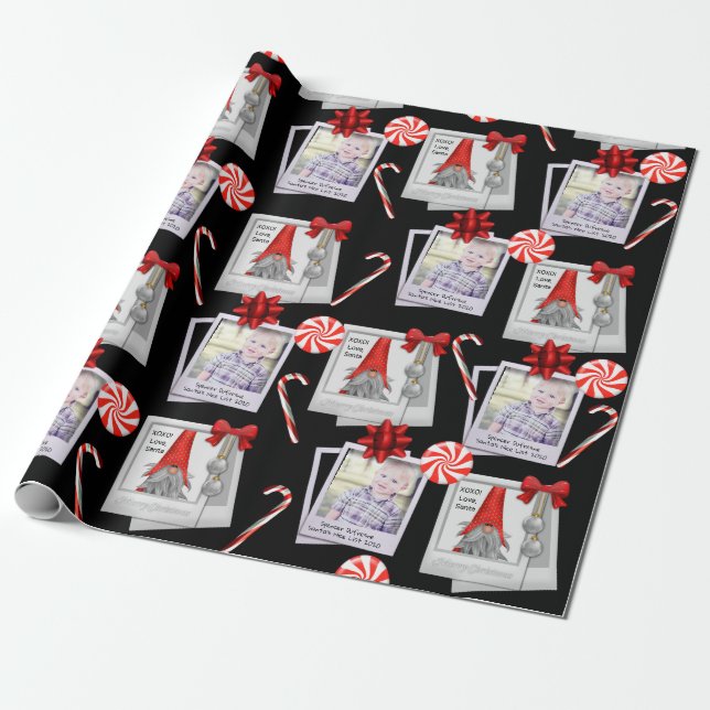 Add Square Photo Gift From Santa Wrapping Paper (Unrolled)