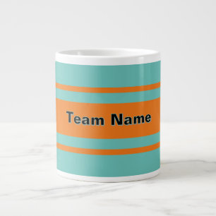 Add Team Name Aqua And Orange Sports Team Large Coffee Mug