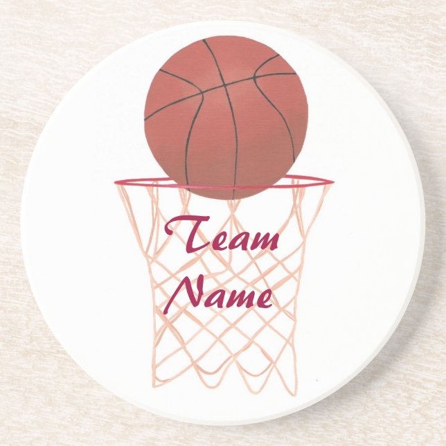 Add Team Name Basketball Coasters (Front)
