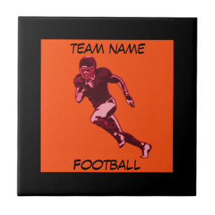 ADD TEAM NAME-ORANGE & BLACK-FOOTBALL CERAMIC TILE