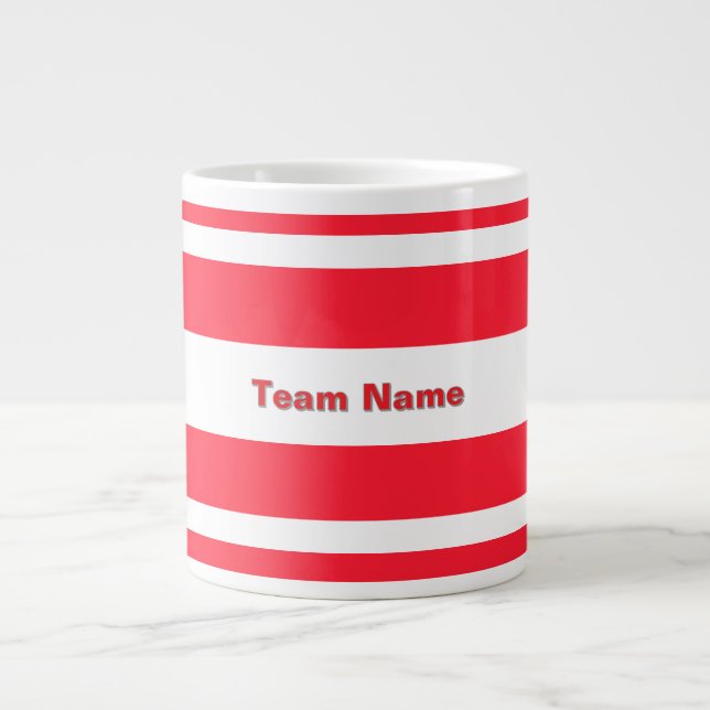 Add Team Name Red And White Sports Team  Large Coffee Mug (Front)