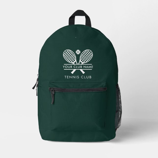 Add Tennis Club Name Green Team Swag Custom Printed Backpack (Front)