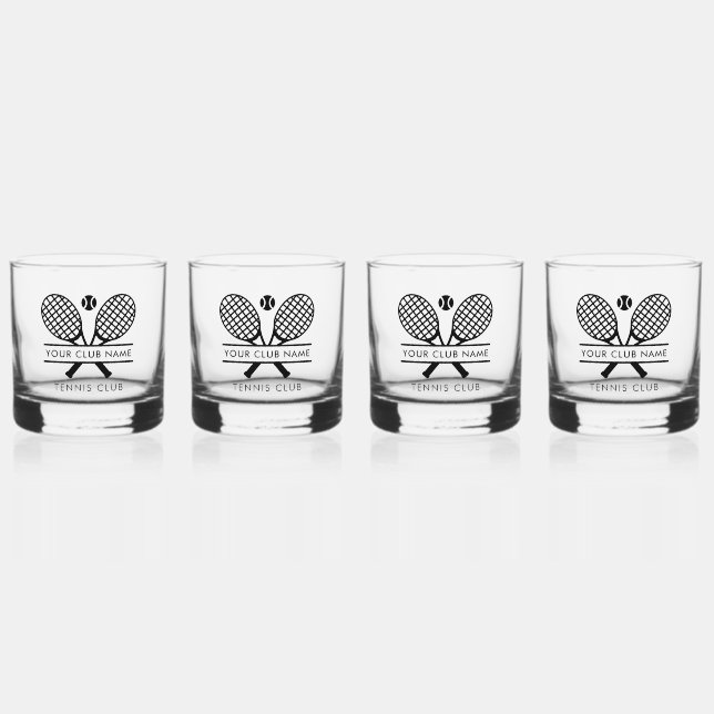 Add Tennis Club Name Members Swag Whiskey Glass (Front)