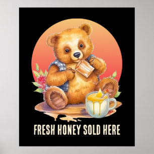 add text fresh honey bear vendors poster