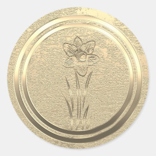 Add Text Gold Daffodil March  Classic Round Sticker