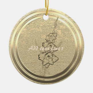 Add Text Gold Gladiolus Ceramic Ornament