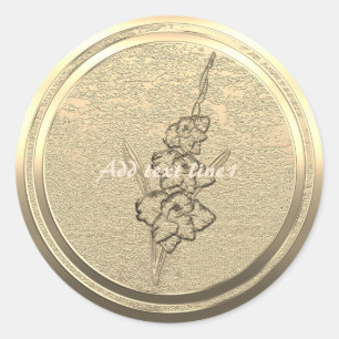 Add Text Gold Gladiolus  Classic Round Sticker