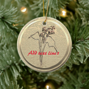 Add Text Gold Lily of the Valley Ceramic Ornament