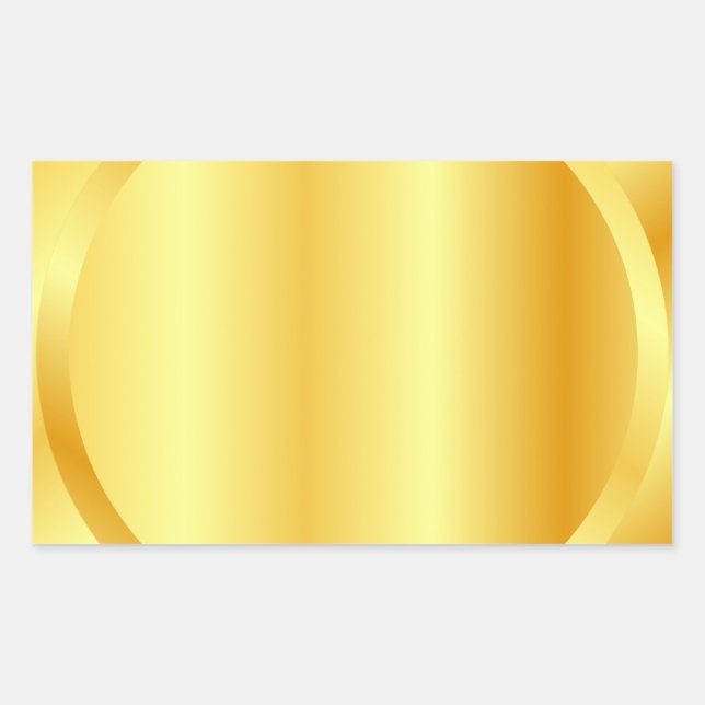 Add Text Monogram Elegant Metallic Gold Look Rectangular Sticker (Front)