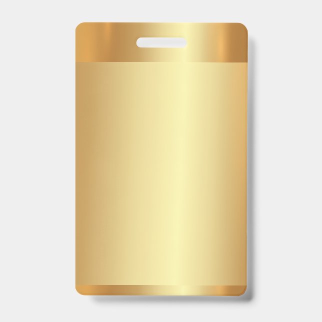 Add Text Name Logo Blank Gold Background Vertical ID Badge (Front)