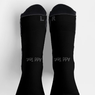 Add Text Name Printed Black Background Men Women Socks