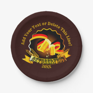 Add Text Name Year Oktoberfest Party 20xx 7" Paper Plate