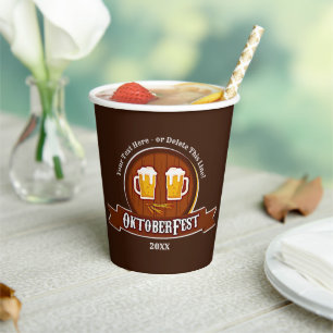 Add Text Name Year Oktoberfest Party 20xx 8oz Paper Cups