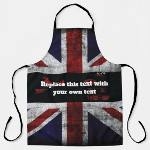Add text on English flag Throw Pillow Apron