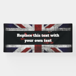 Add text on English flag Throw Pillow Banner