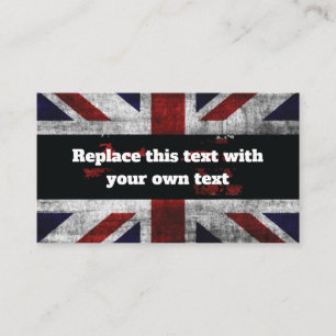 Add text on English flag Throw Pillow Business Card