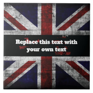 Add text on English flag Throw Pillow Ceramic Tile