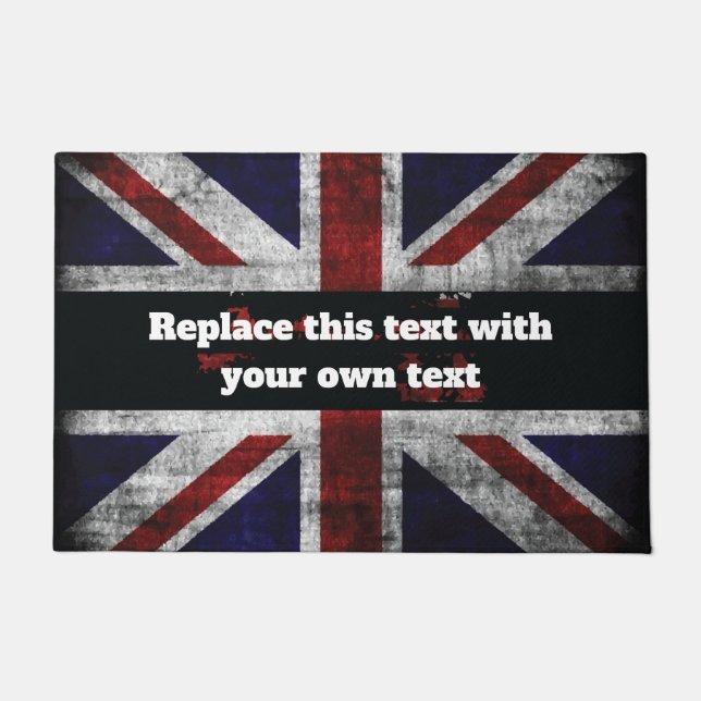 Add text on English flag Throw Pillow Doormat (Front)