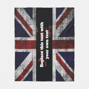 Add text on English flag Throw Pillow Fleece Blanket