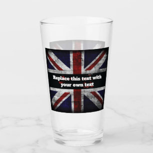 Add text on English flag Throw Pillow Glass